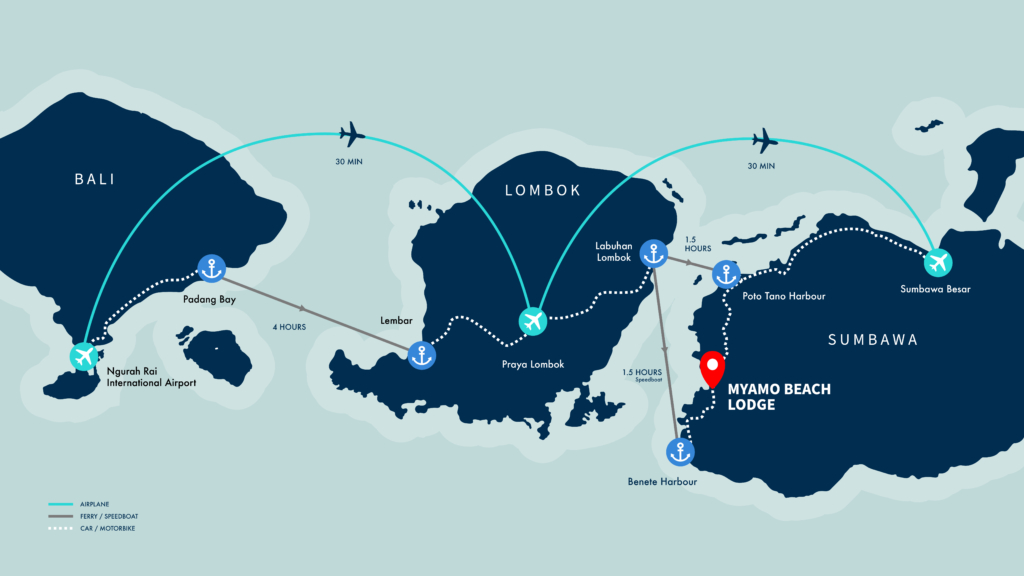 Myamo Beach Lodge - Maps Area, Sumbawa, Lombok, Bali, Surf Maps